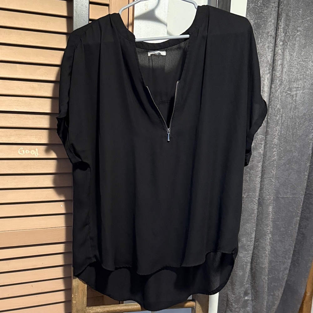 Maurices Black Zip-Front Blouse